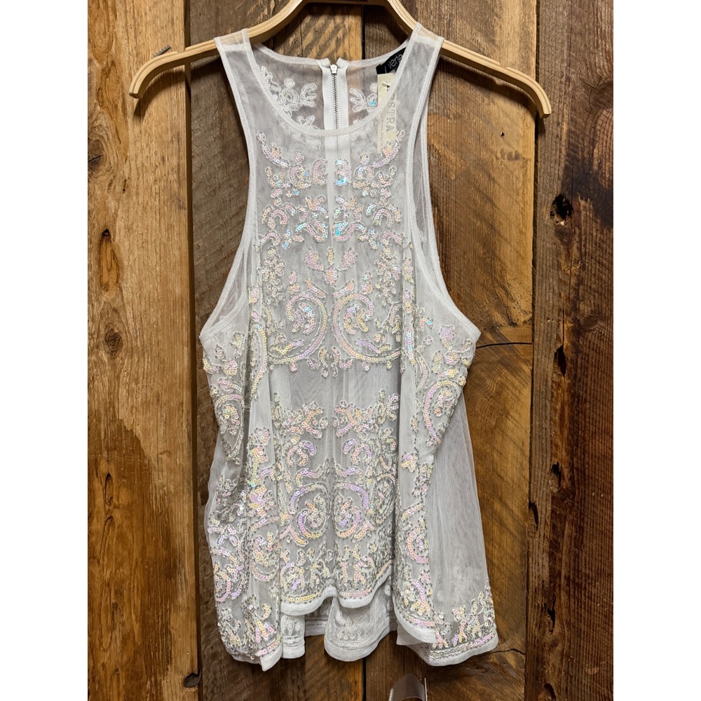 Mesh Sequin Tunic Top Women's L Fairycore Whimsigoth Ethereal Festival Y2K